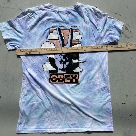 Women's Obey T-Shirt Multicolor Spell-Out S Streetwear Y2K Andre Giant Peace - Picture 9 of 12
